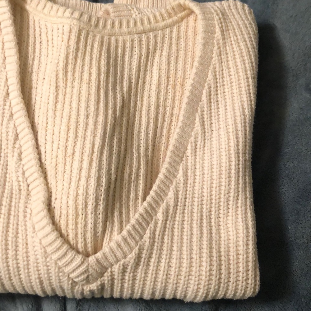 Vintage Cotton Low V Neck Sweater M